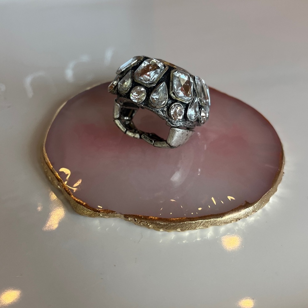 Silver And Crystal Large Statement Ring - image 2